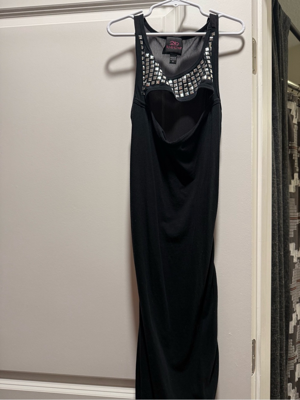 bebe Black Studded Backless Maxi Dress